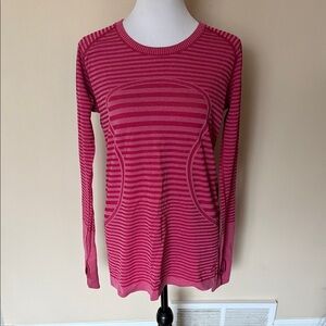 Lululemon Swiftly Tech LS 2.0 *Stripe Pink/Magenta longsleeve athletic top sz 10